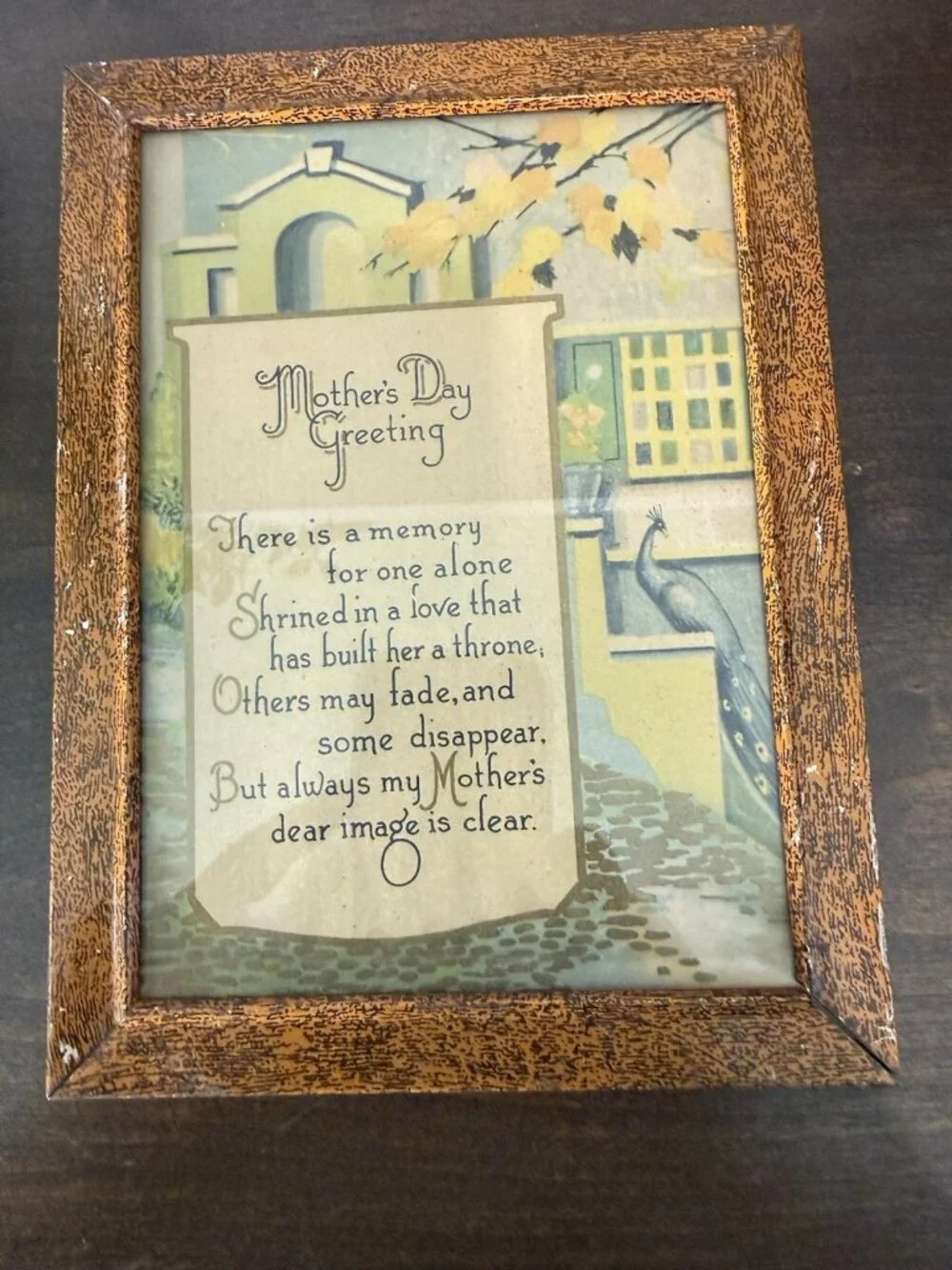 Vintage Mothers Day Greetings Metal Framed Collectable Print 7x9 Inches Set of 2